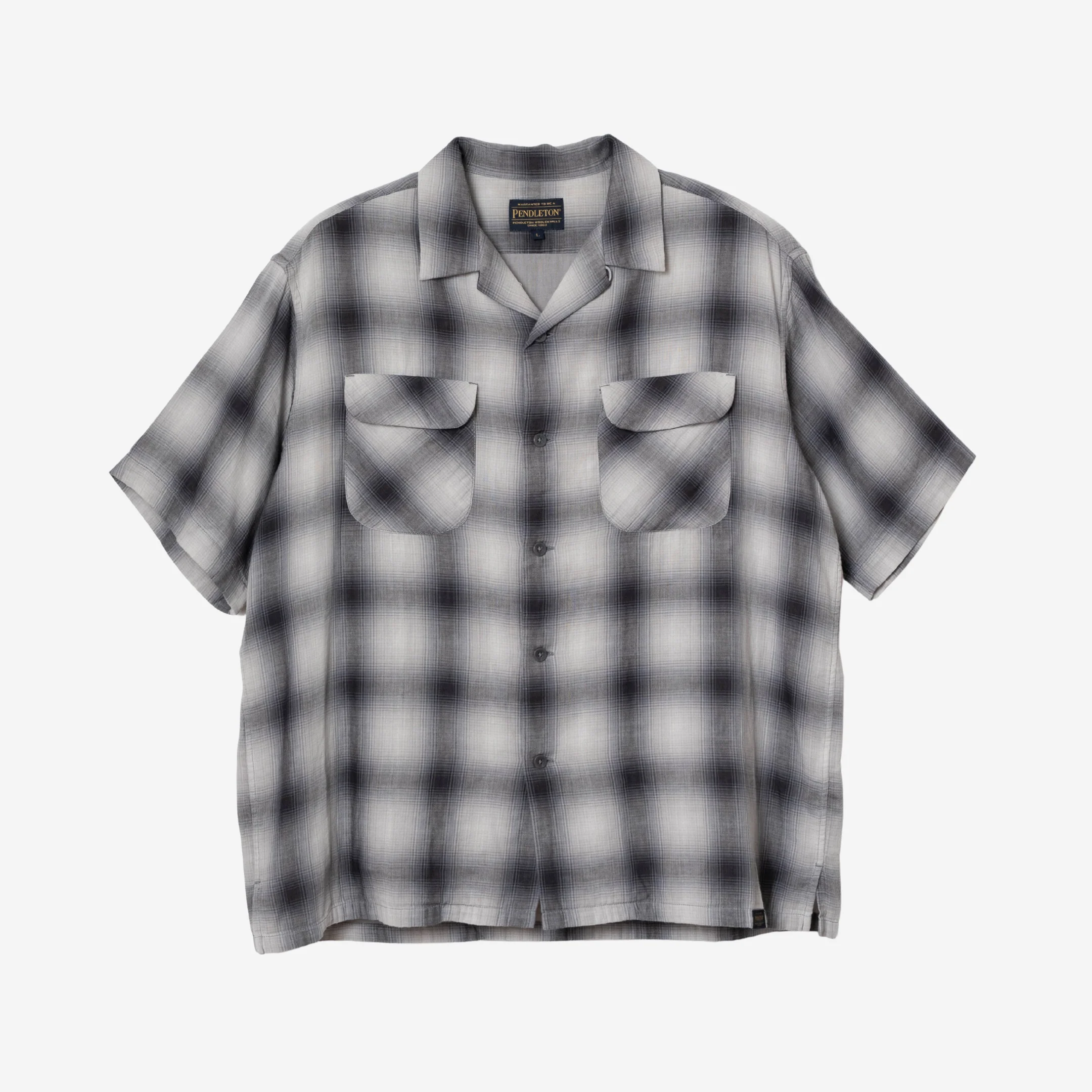 SS Open Collar Shirt - Gray/Bone