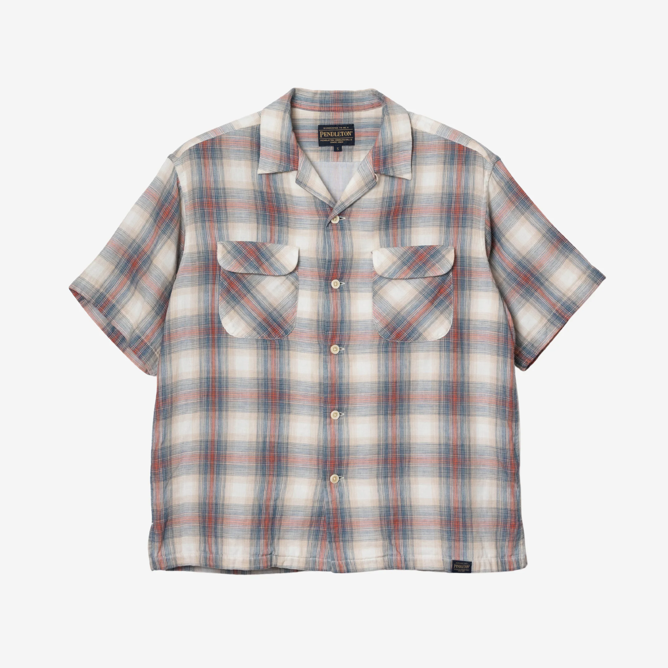 SS Open Collar Shirt - Rust/Navy