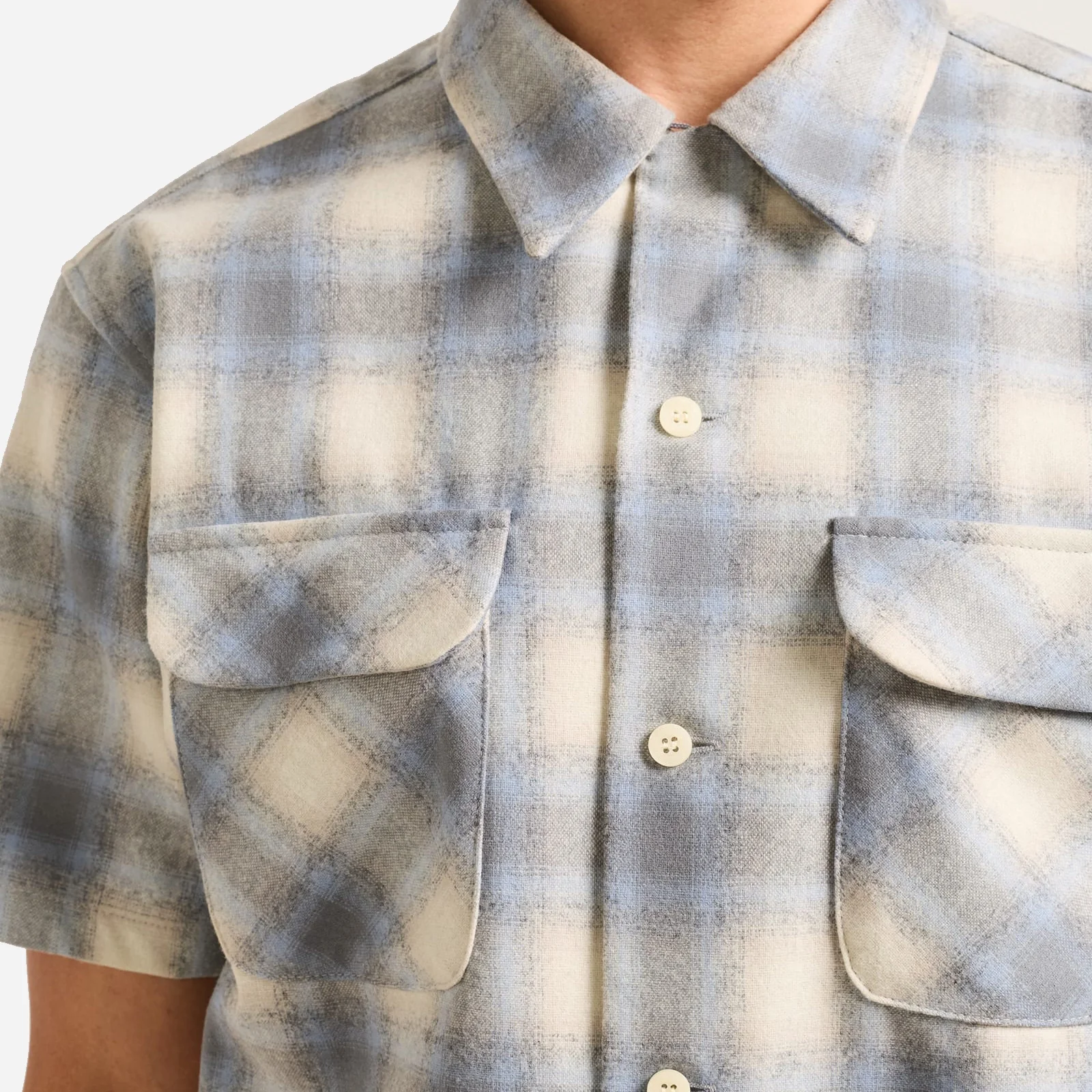 SS Wool Board Shirt - Tan/Blue/Grey Ombre - Image 3