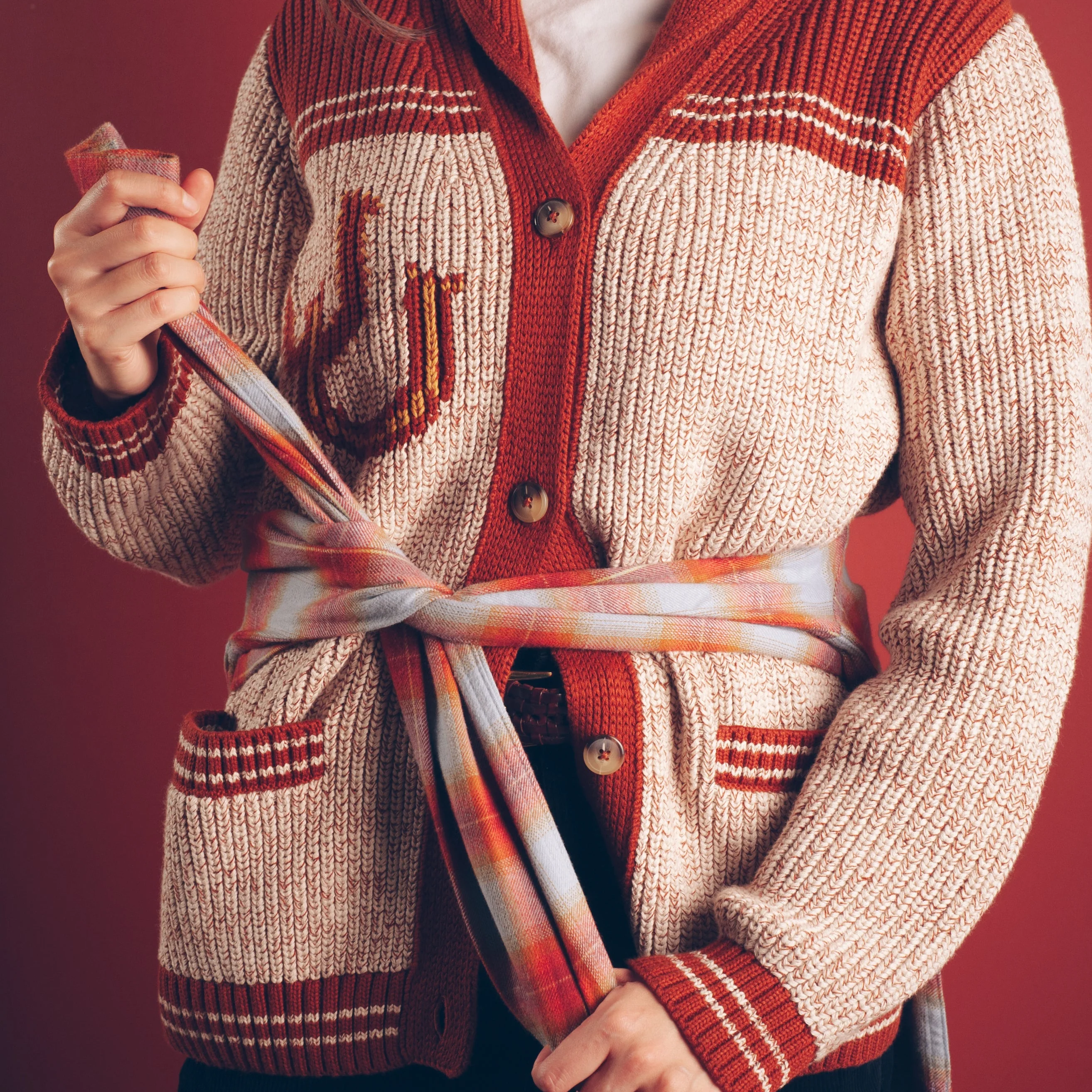 Womens Heritage Cardigan - Grey Heather/Copper - Image 4