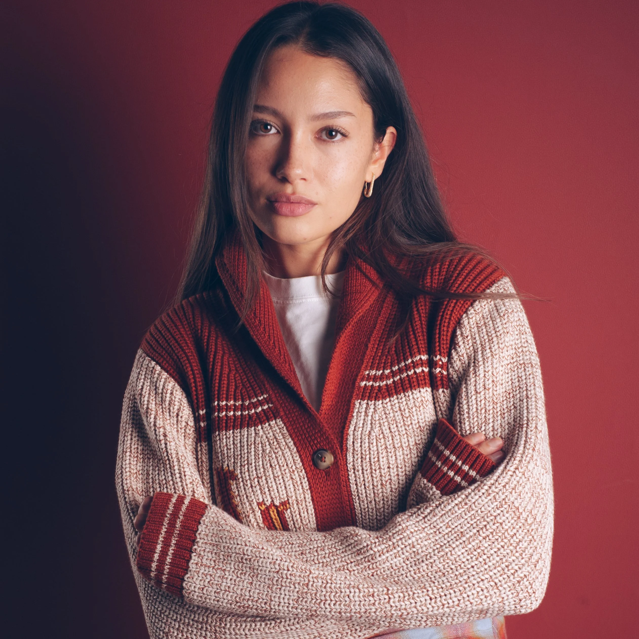 Womens Heritage Cardigan - Grey Heather/Copper - Image 5