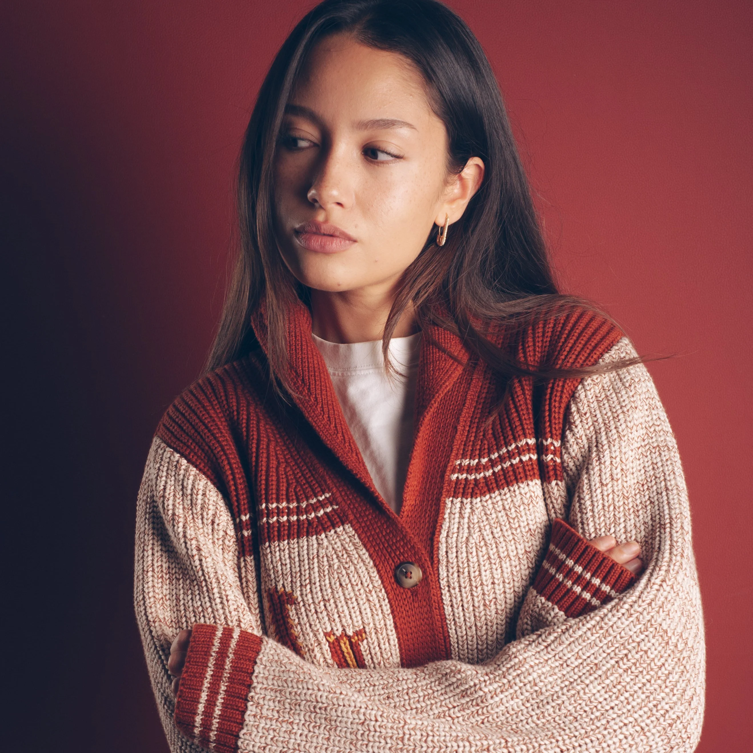 Womens Heritage Cardigan - Grey Heather/Copper - Image 6