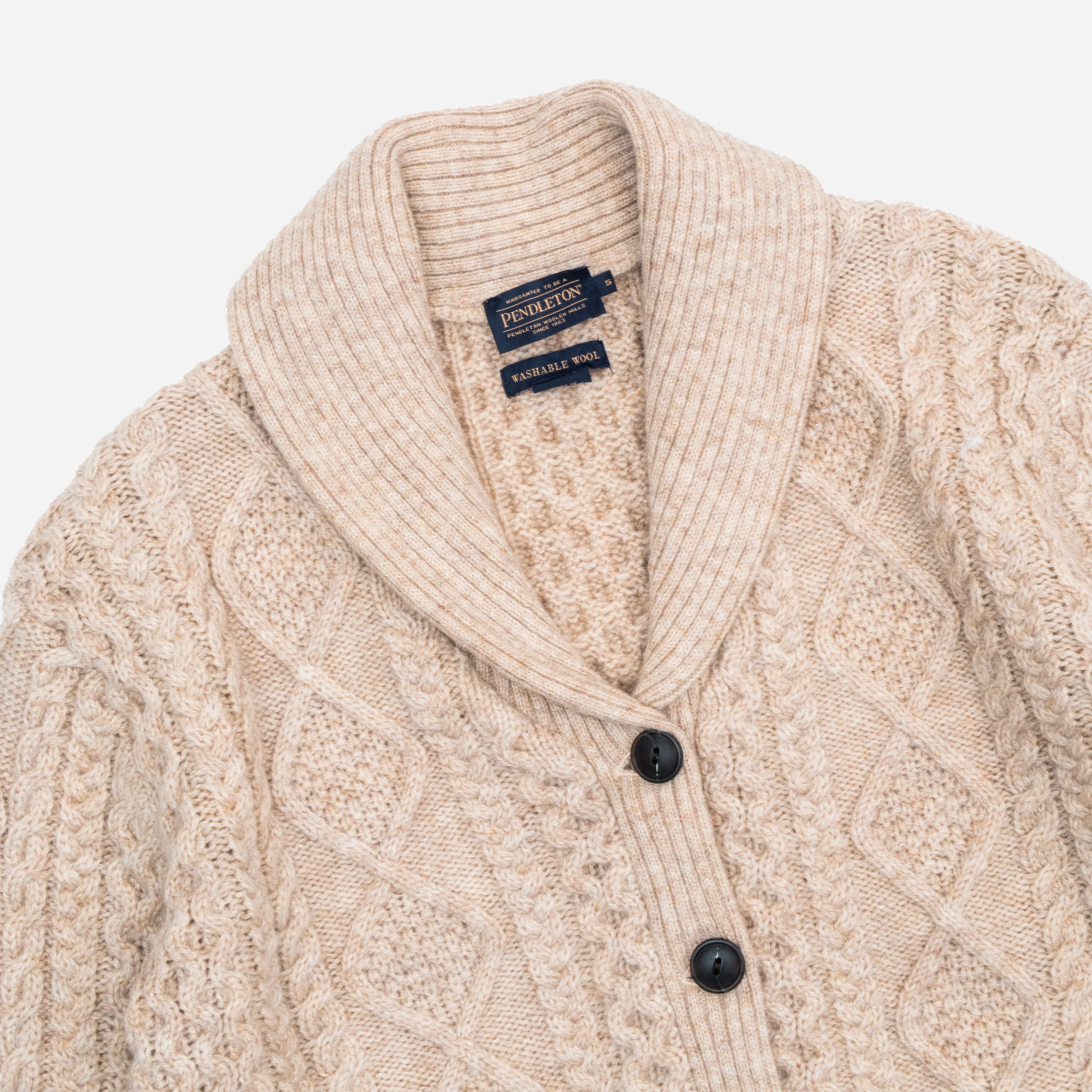 Womens Fisherman Cable Cardigan - Driftwood - Image 8