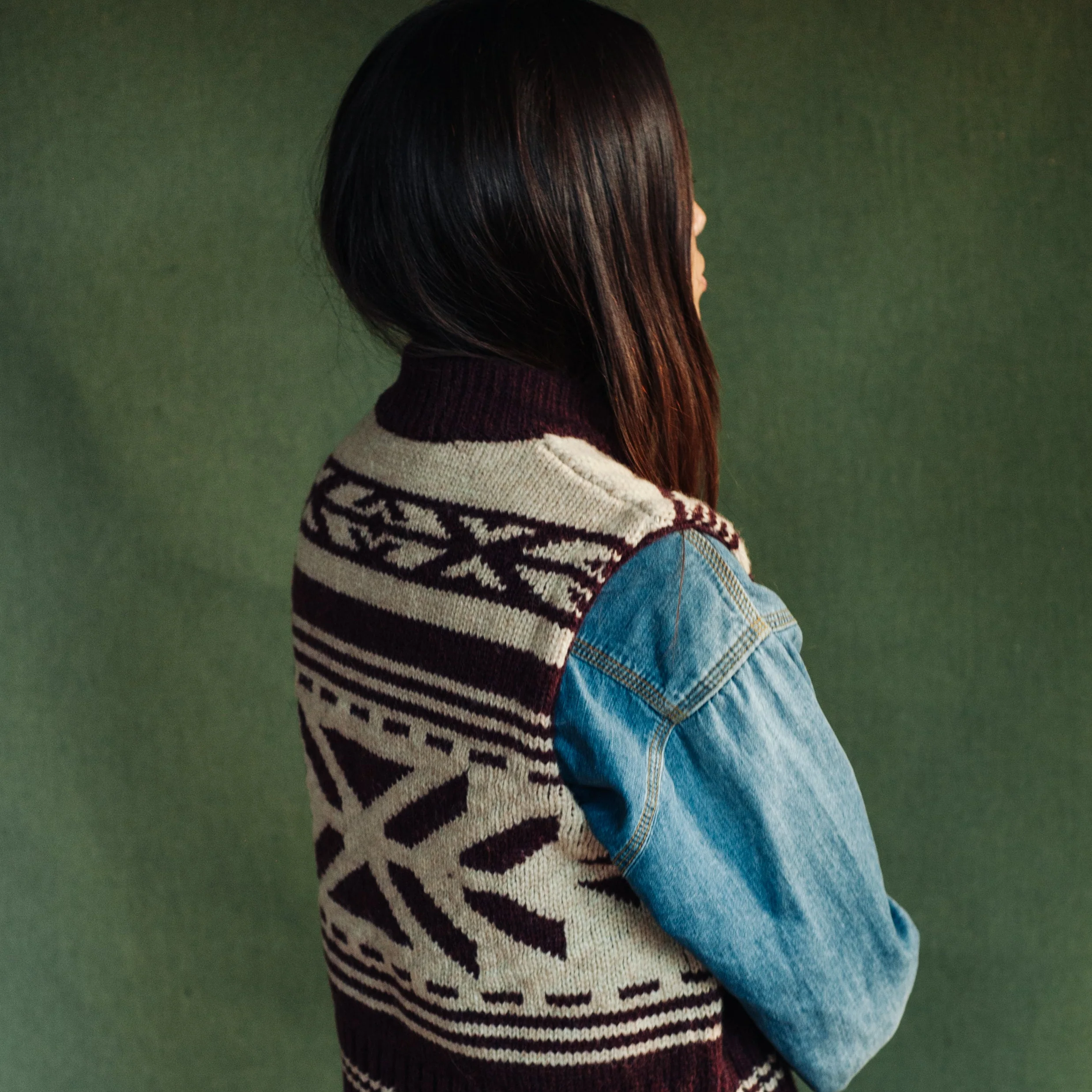 Womens Wool Sweater Vest - Alpine Burgundy - Image 3