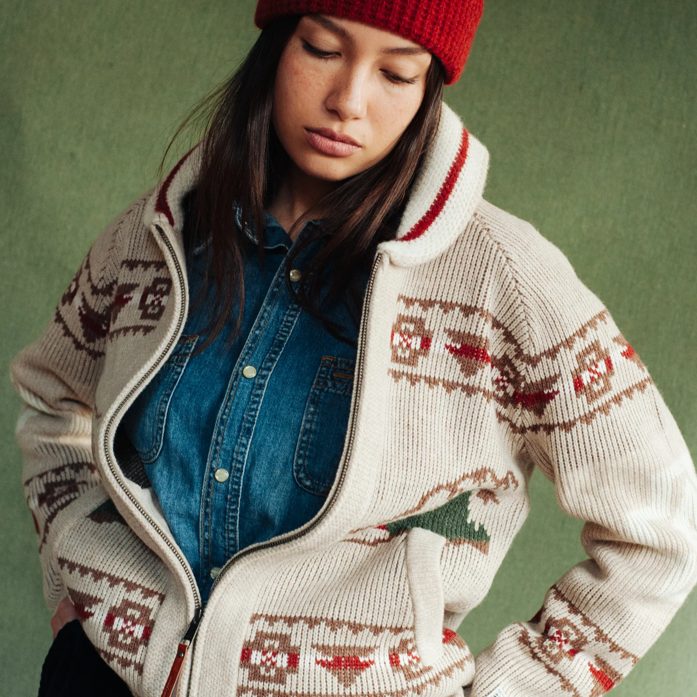 Womens Alpaca Lambswool Cardigan - Oatmeal Heather - Image 3