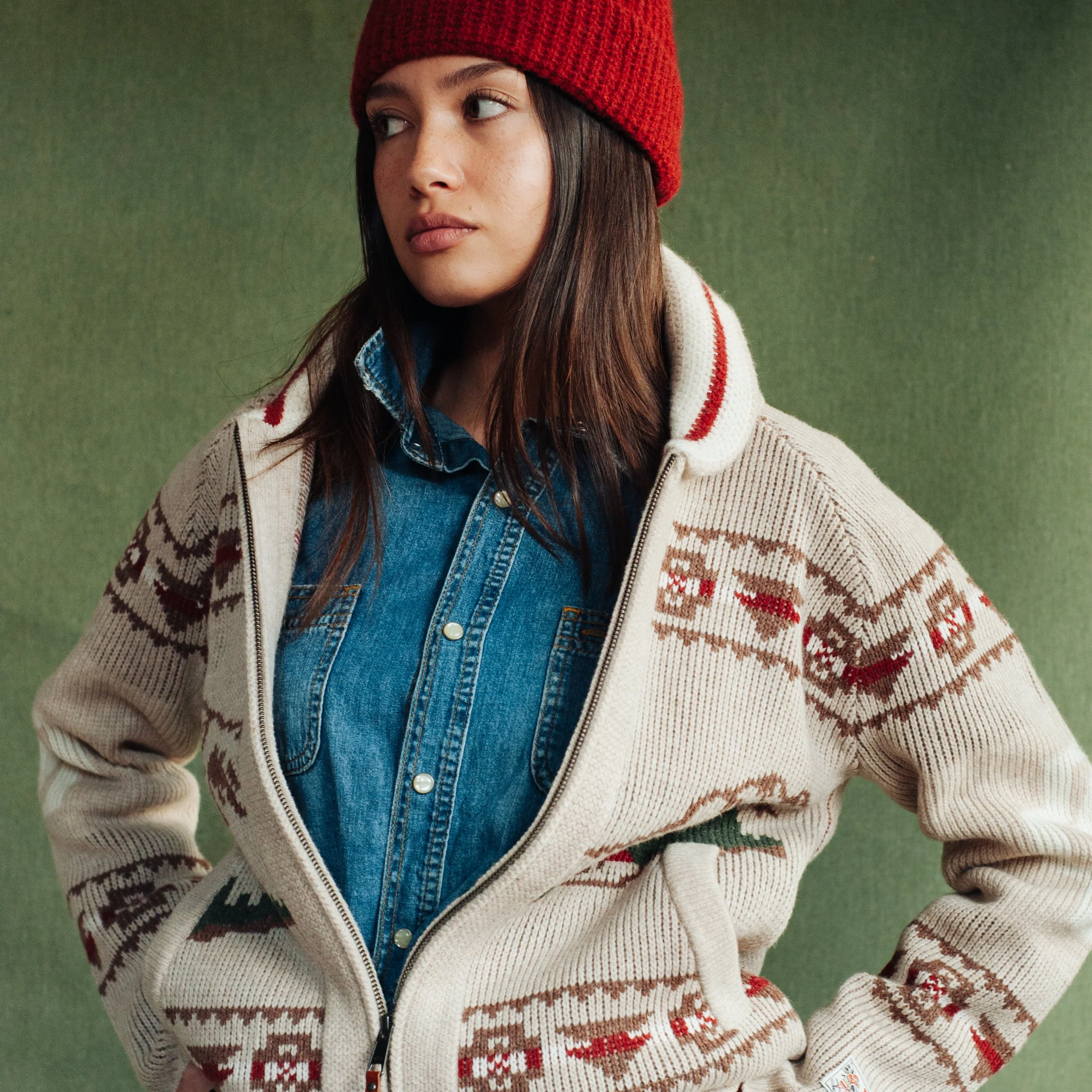 Womens Alpaca Lambswool Cardigan - Oatmeal Heather - Image 4