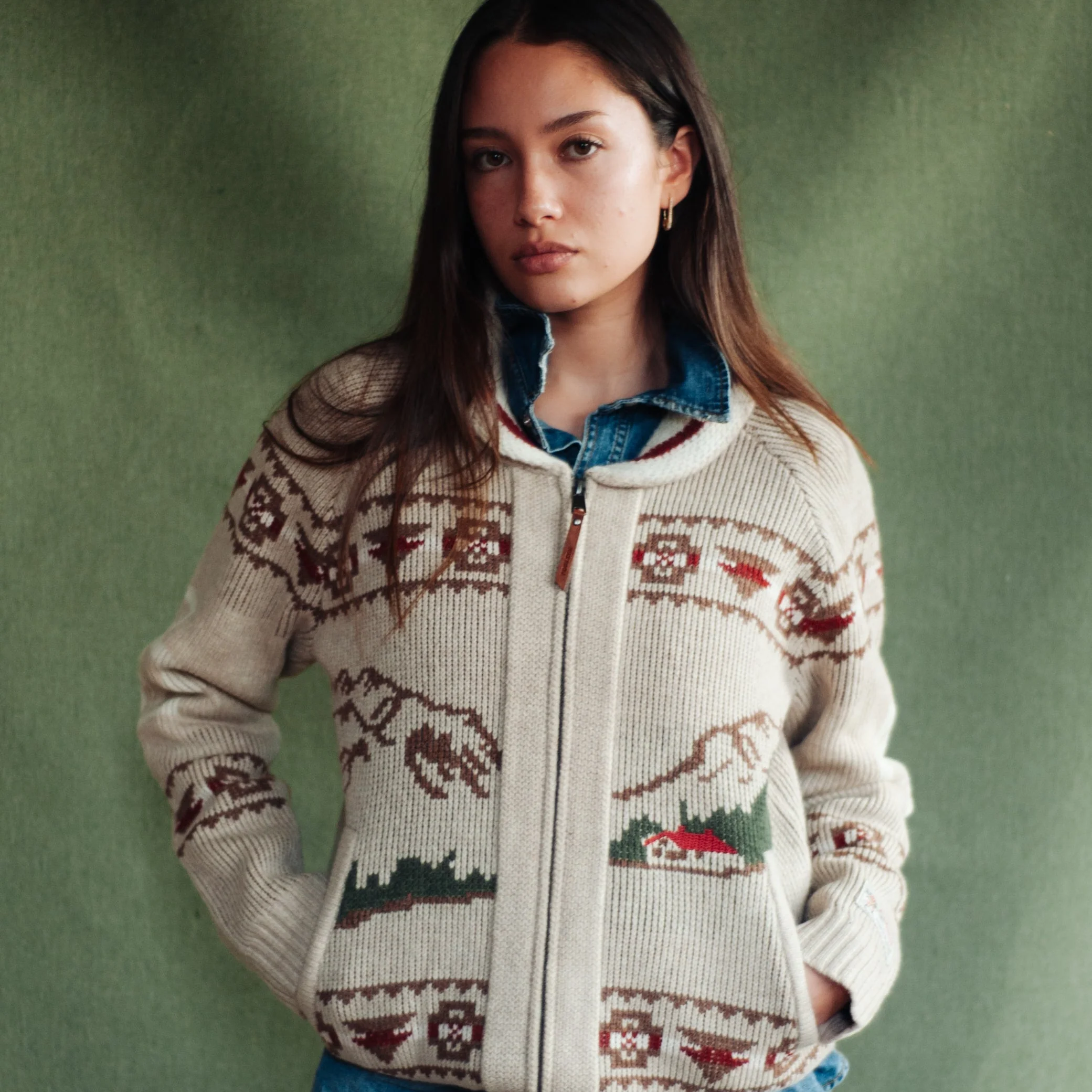 Womens Alpaca Lambswool Cardigan - Oatmeal Heather - Image 6
