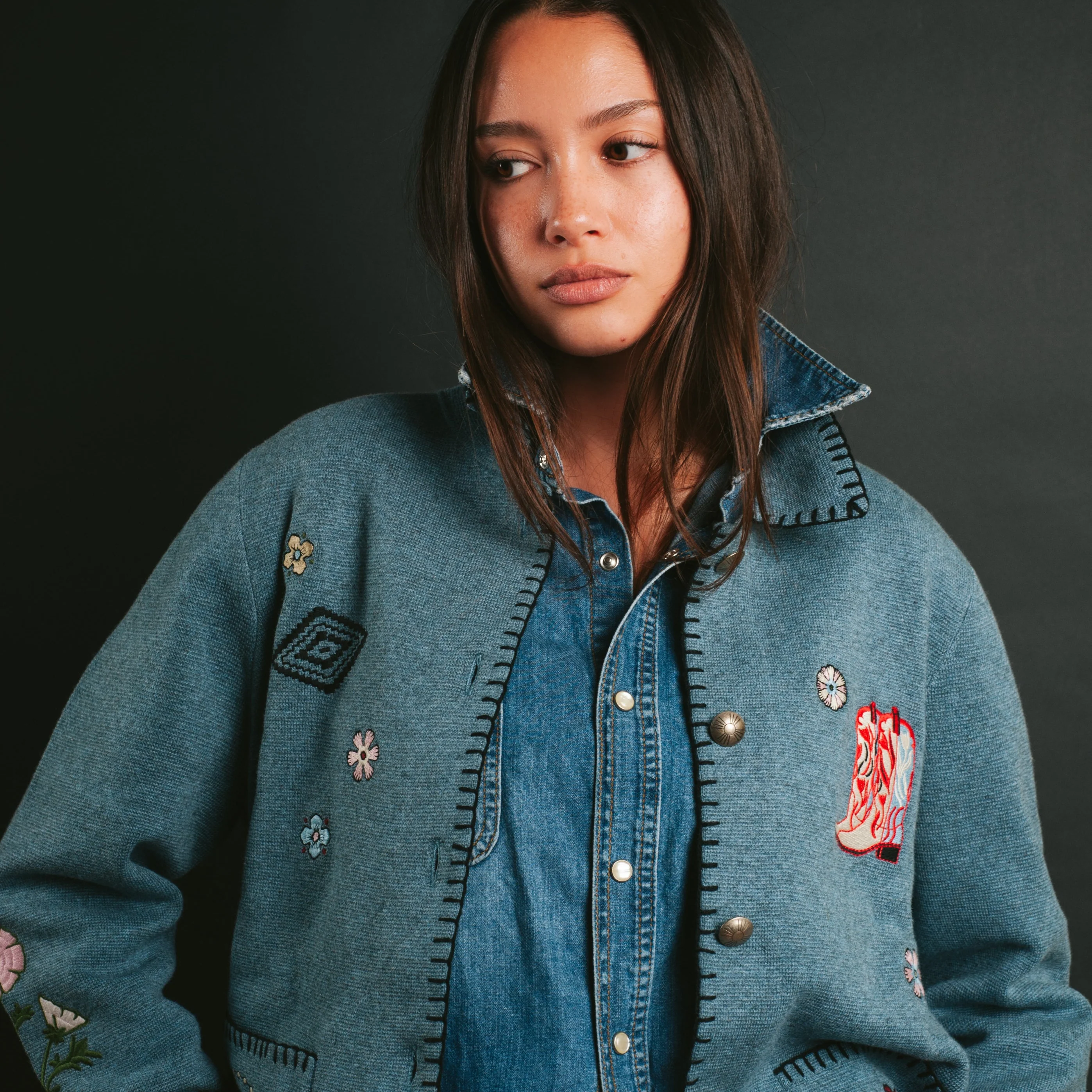 Womens Souvenir Cardigan - Denim Heather - Image 2