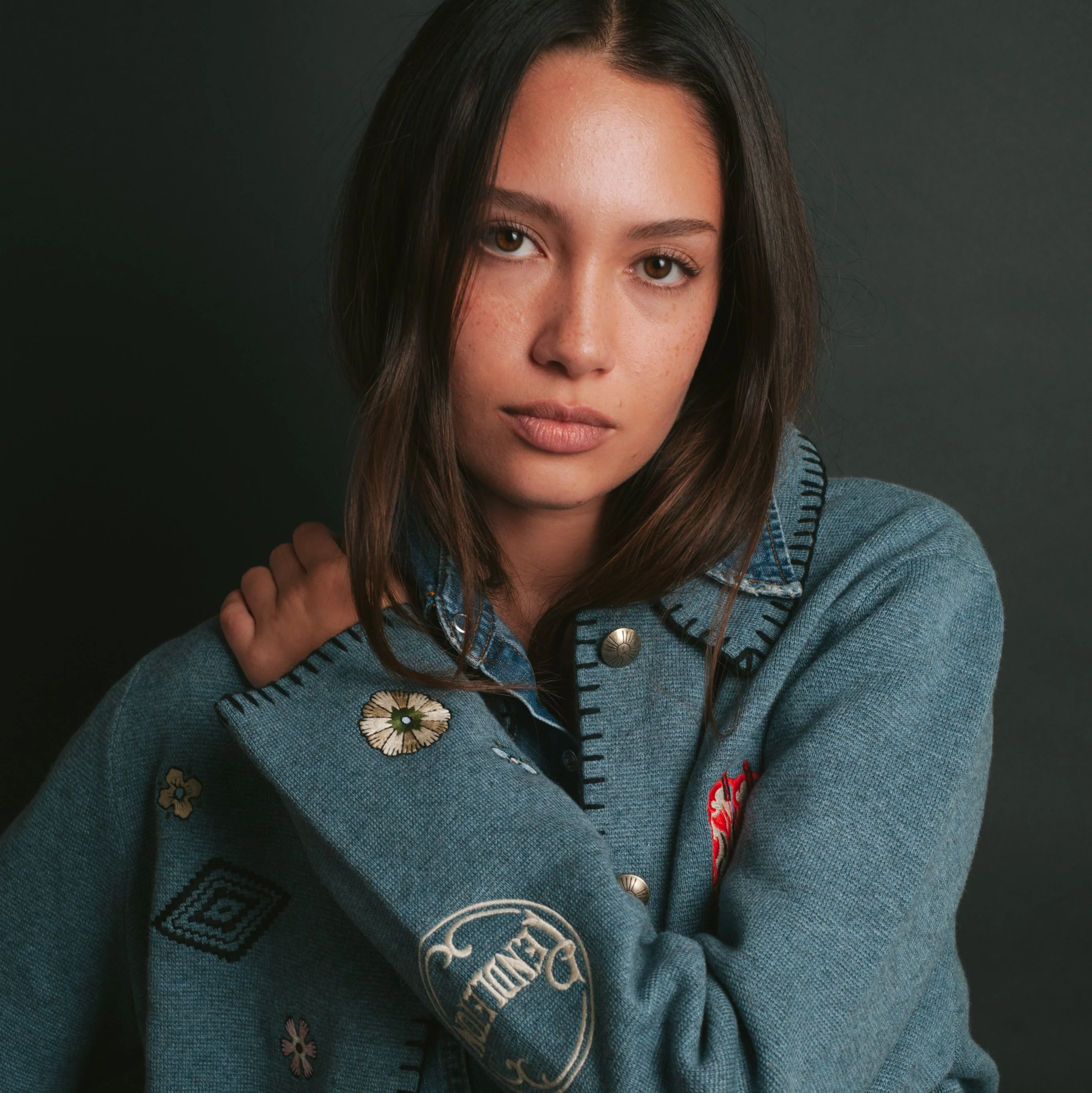 Womens Souvenir Cardigan - Denim Heather - Image 4