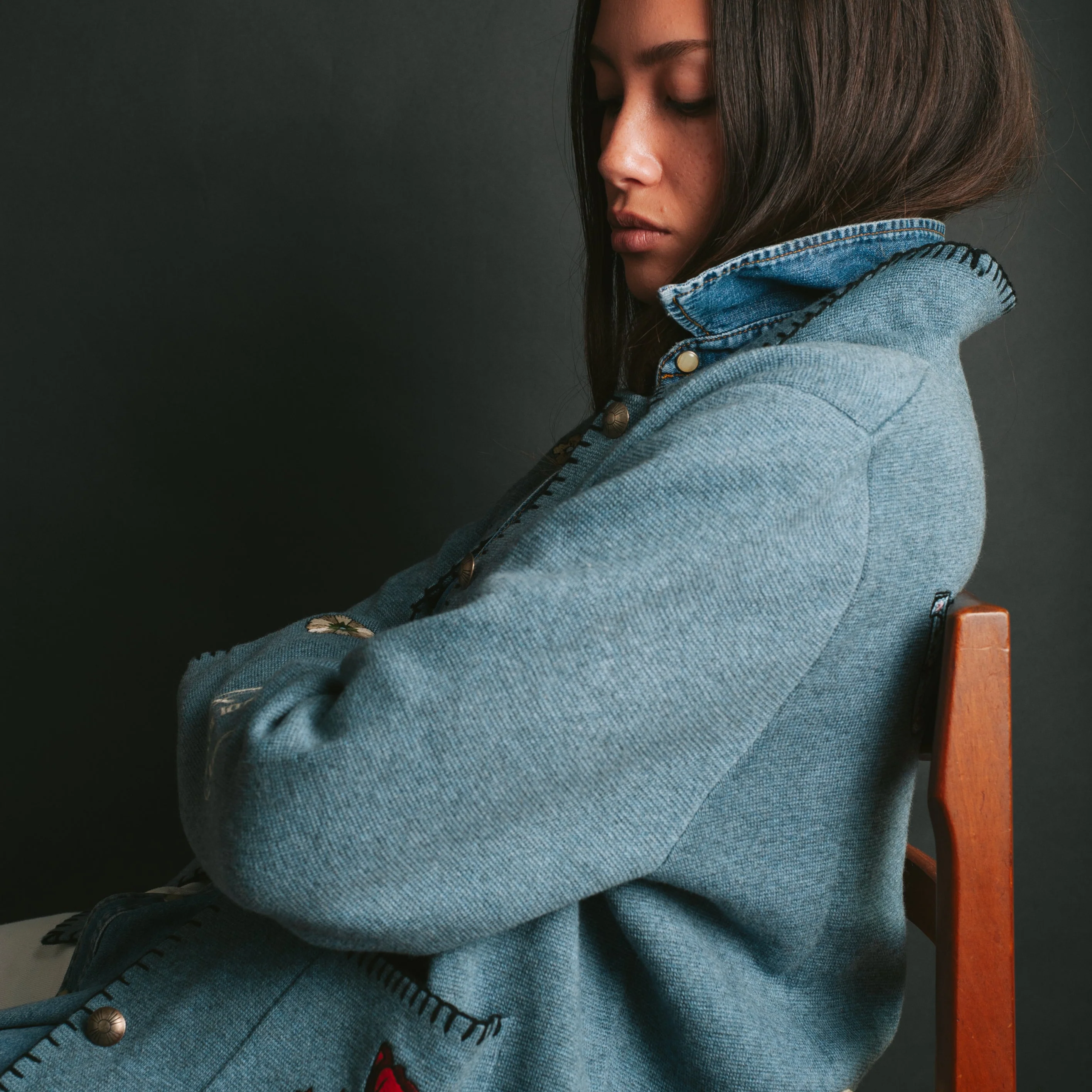 Womens Souvenir Cardigan - Denim Heather - Image 6