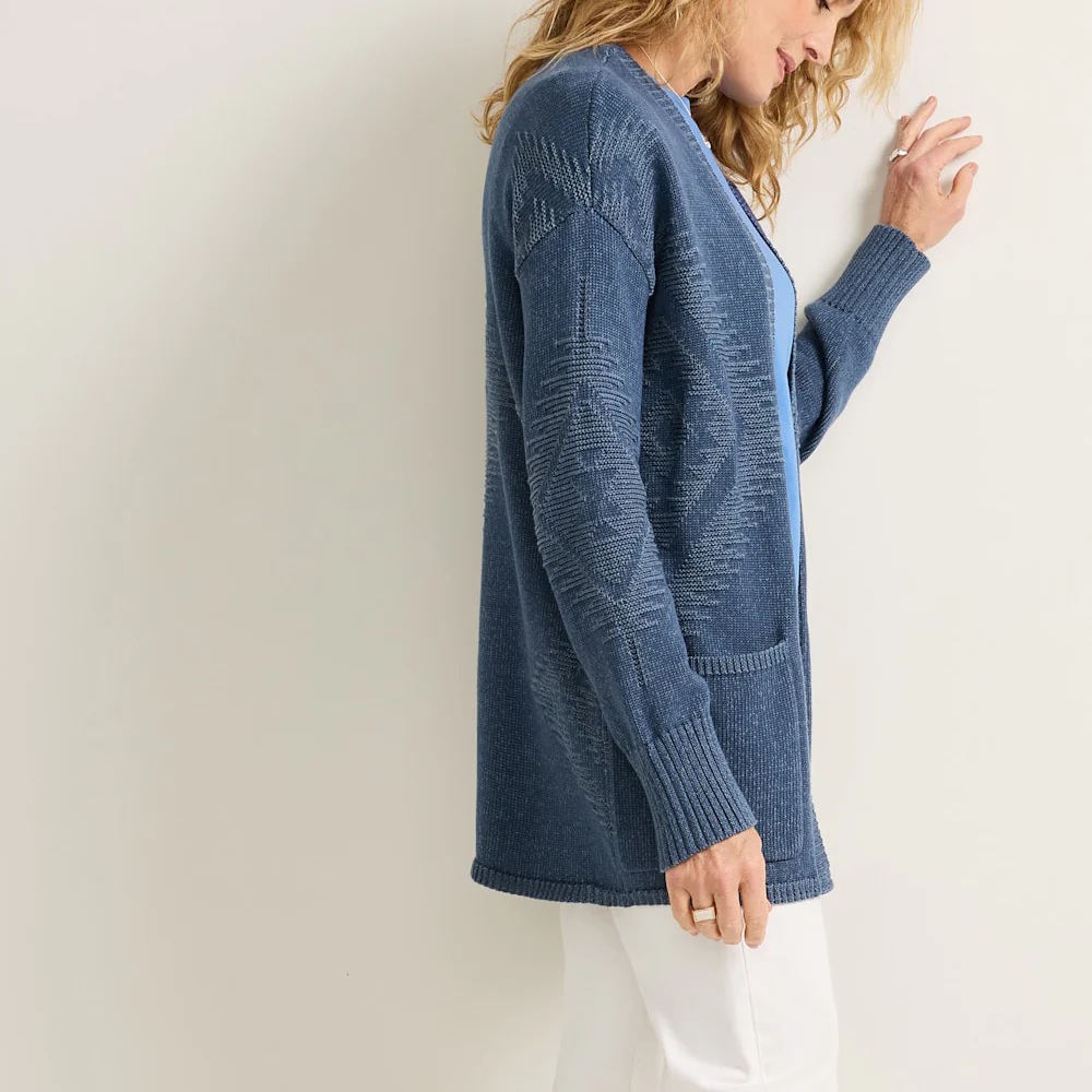 Women's Textured Sierra Springs Cardigan - Navy - Image 4