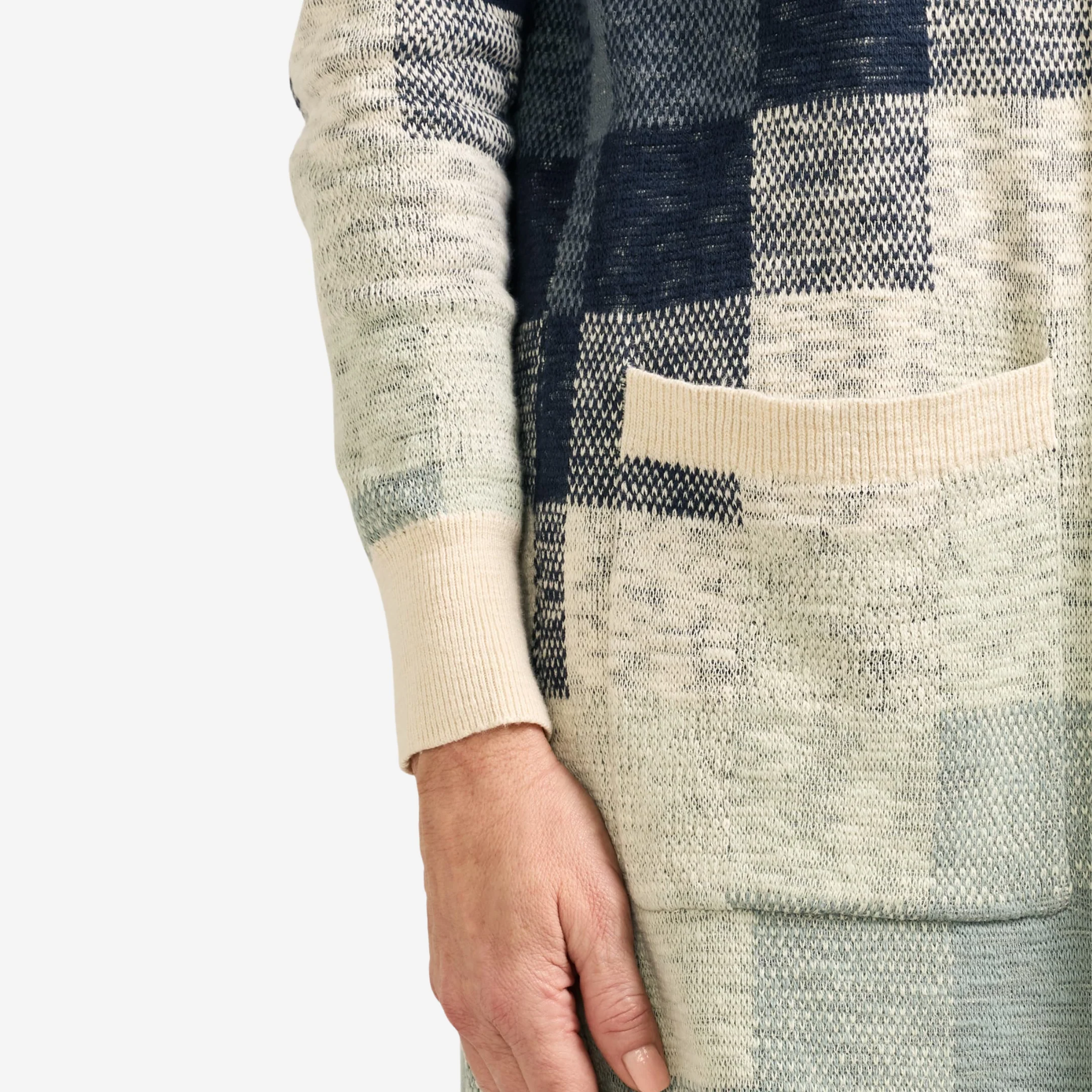 Women's Cotton Duster Cardigan - Navy/Ivory Multi - Image 3