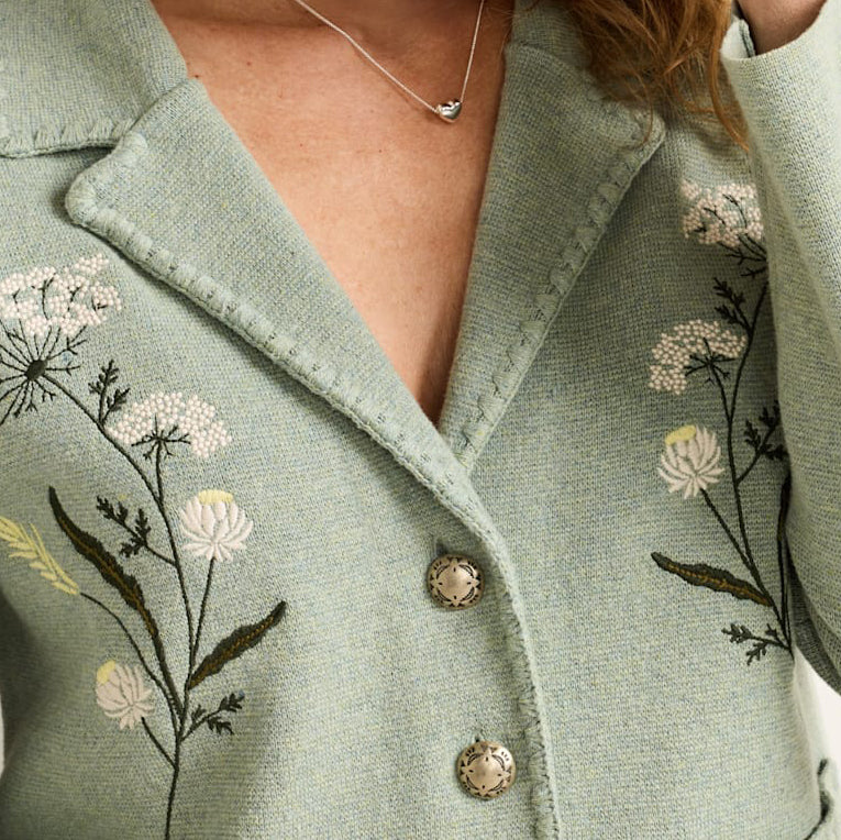 Women's Floral Souvenir Cardigan - Seafoam Heather - Image 4