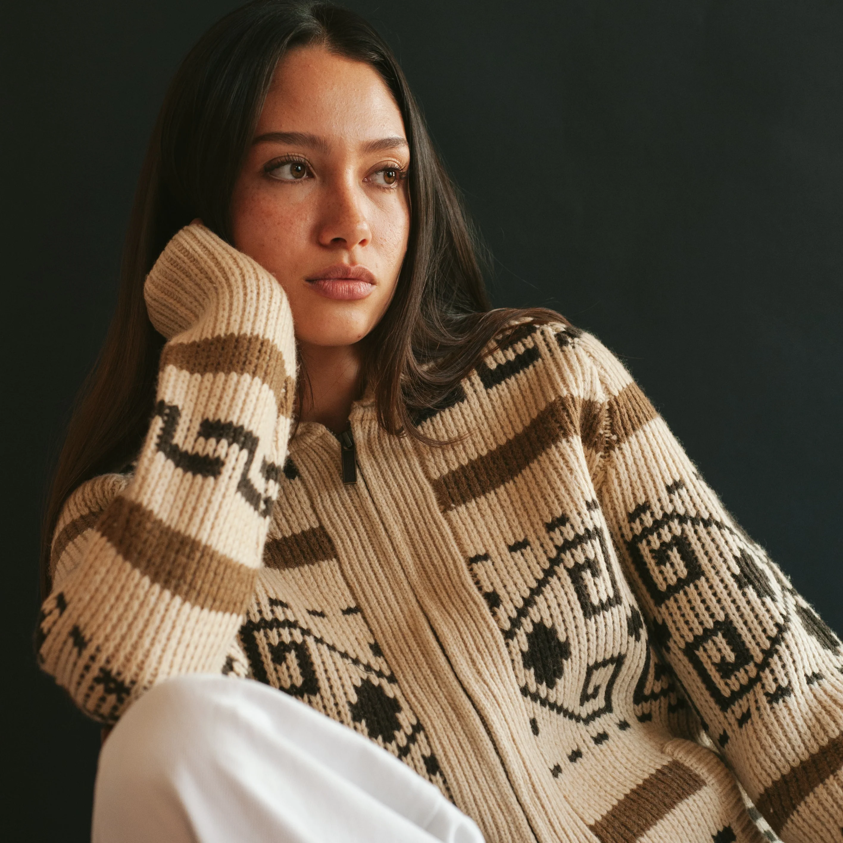 Womens Westerley Cardigan - Tan/Brown Multi - Image 3