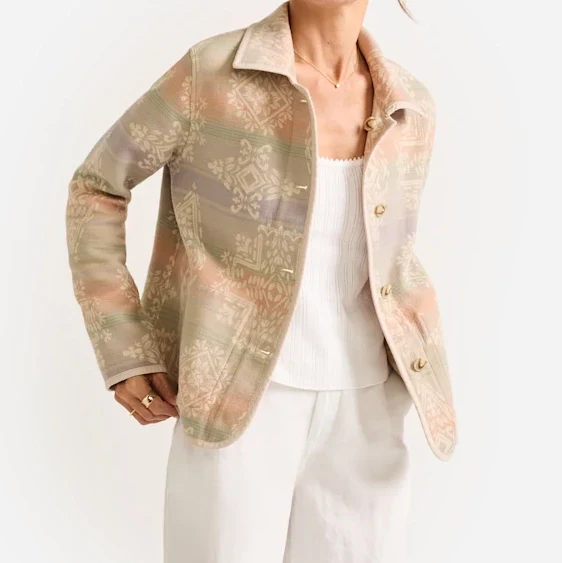 Womens Reversible Doublesoft Chore Jacket - Ecru/Shale Laurel Grove - Image 5
