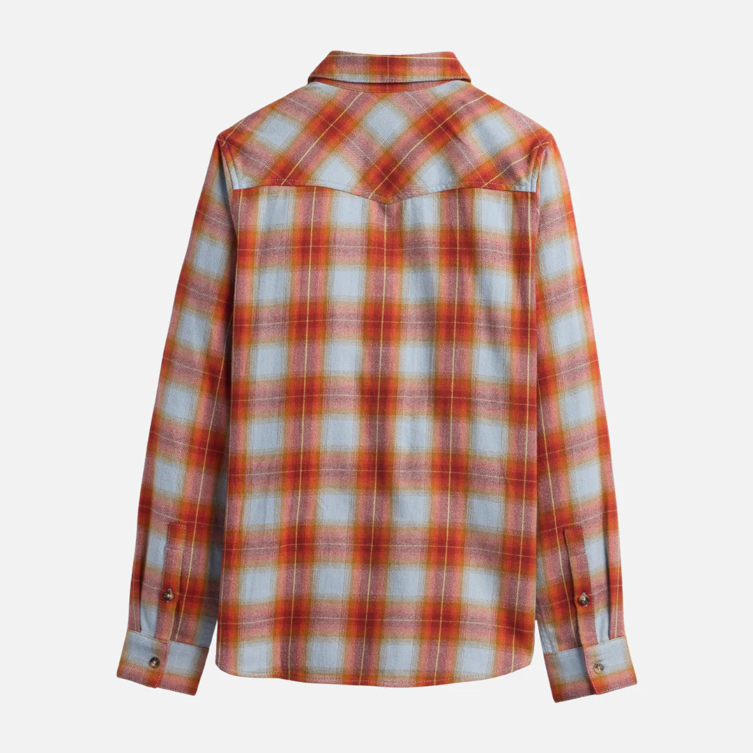 Womens Western Plaid Shirt - Blue/Rust - Image 2