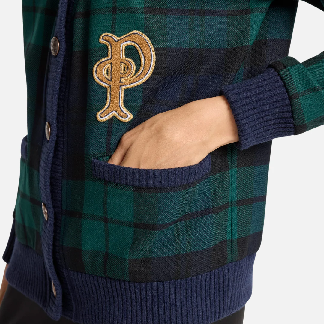Womens Eagle River Cardigan - Black Watch Tartan - Image 3