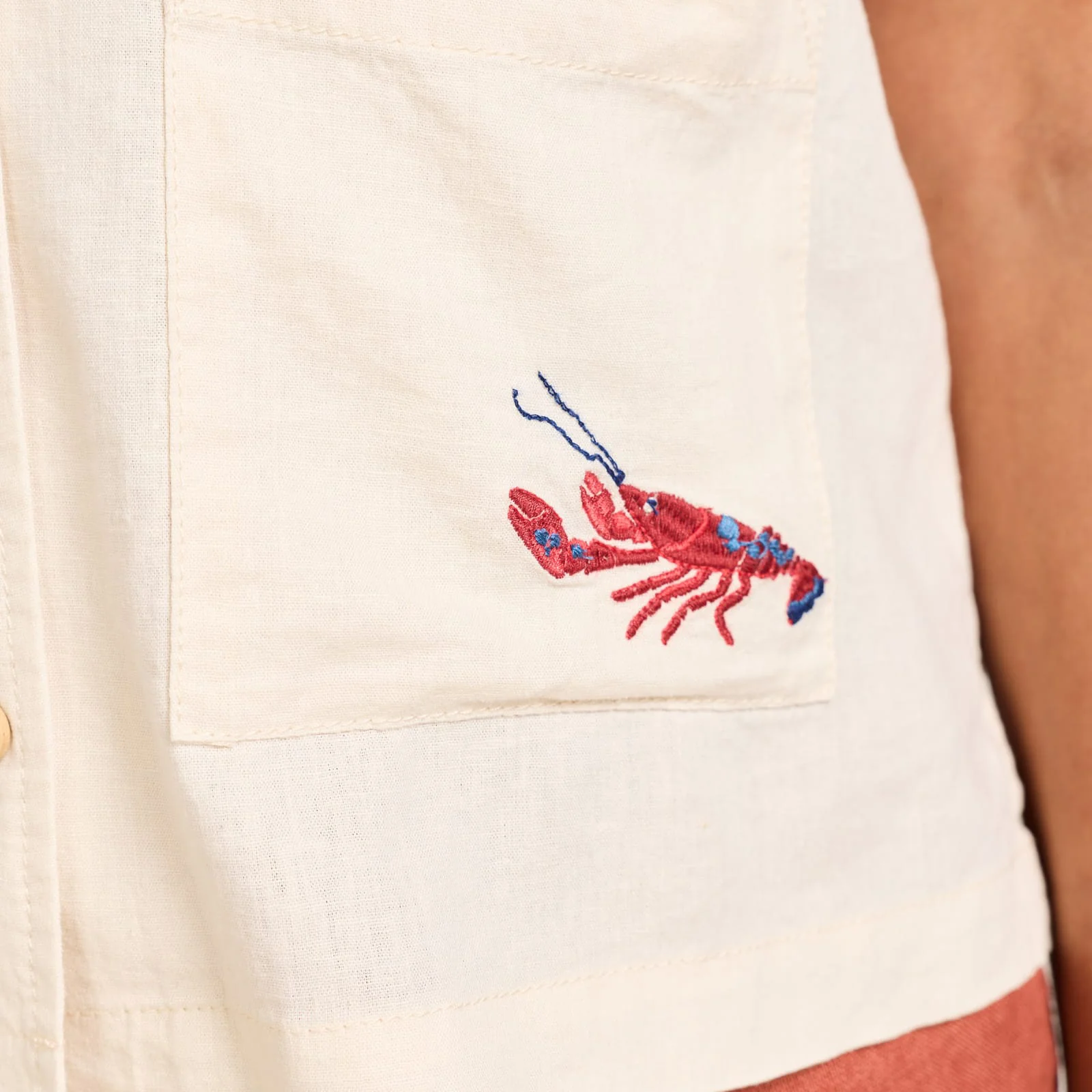 Womens Embroidered Camp Shirt - Natural - Image 4