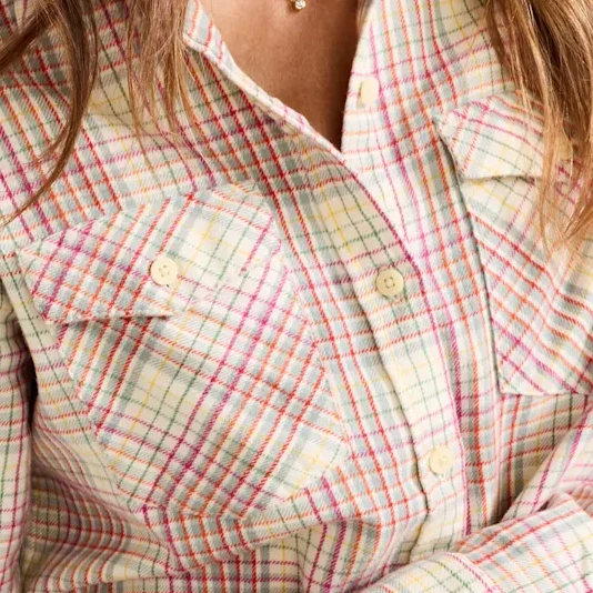 Womens Riley Shirt - Ivory Multi Plaid - Image 5