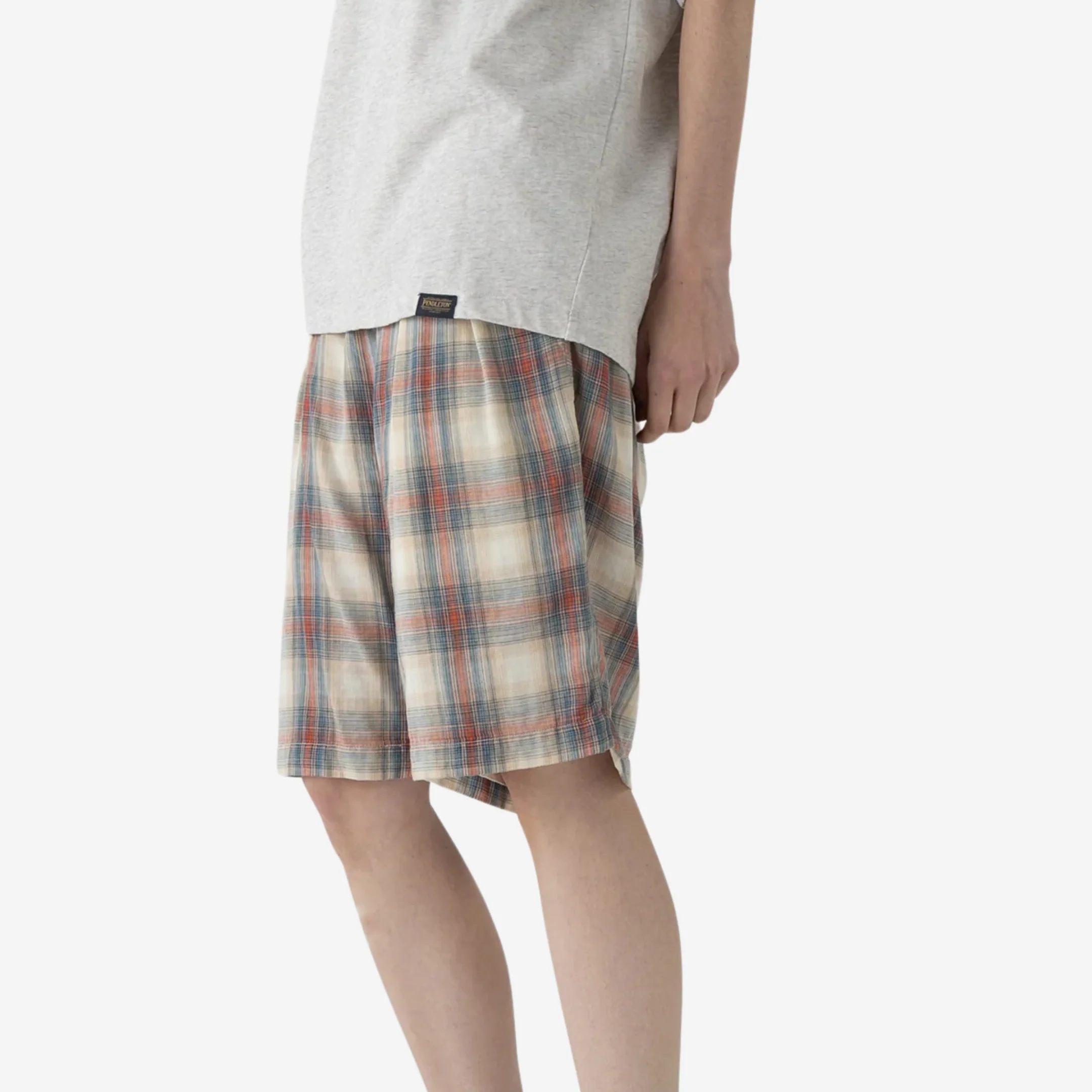 Two Pleat Shorts - Rust/Navy - Image 4