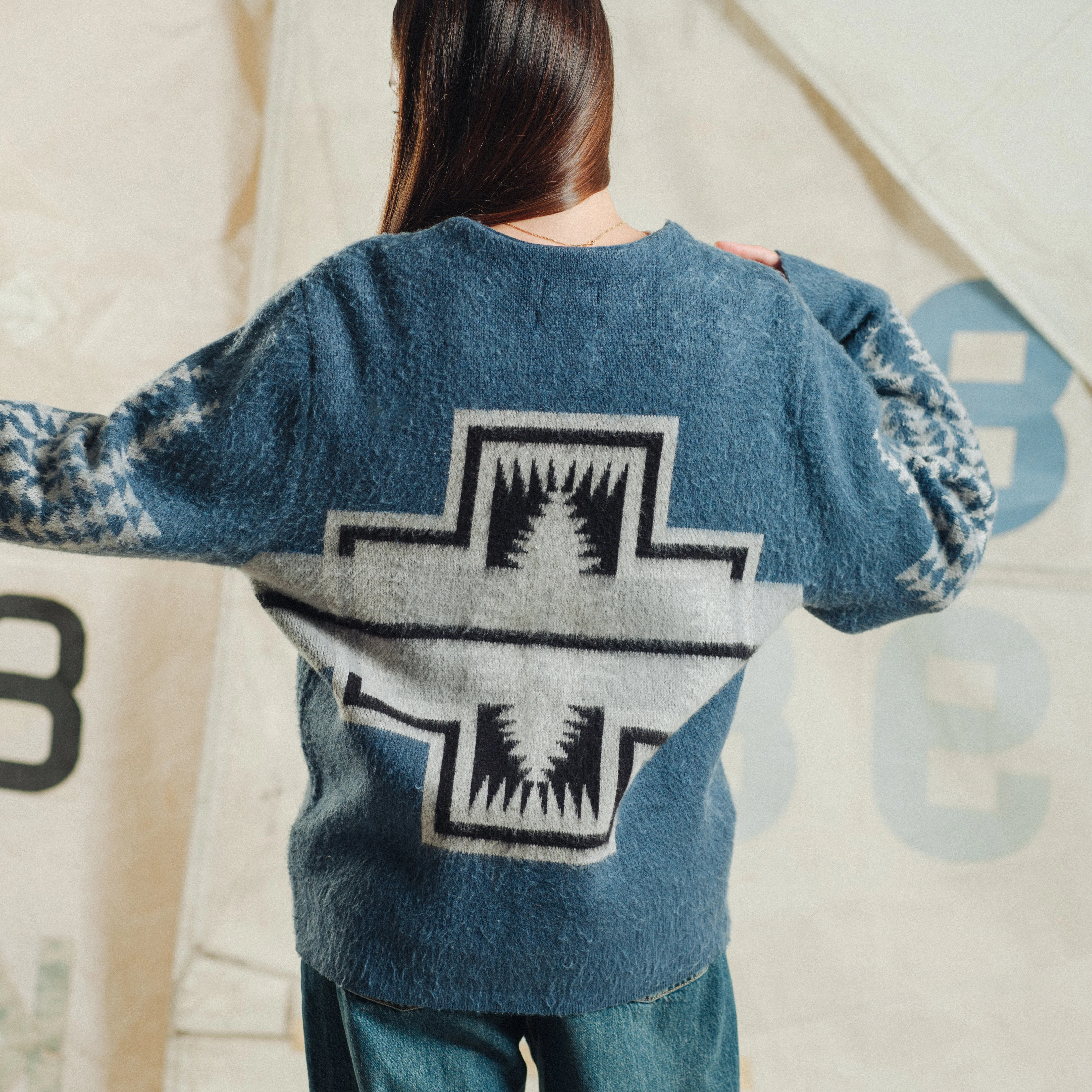 Women's Band Cardigan - Blue Harding - Image 6