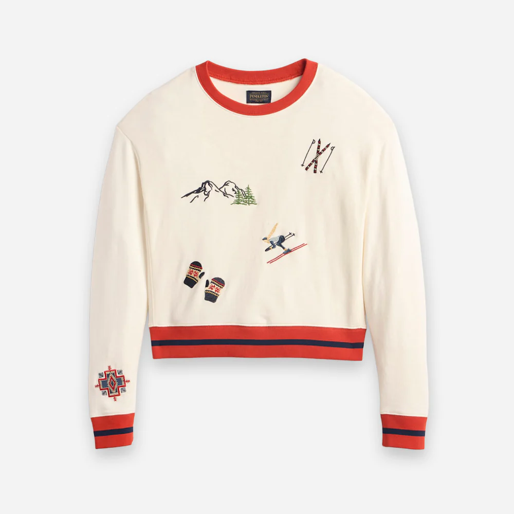 Womens Graphic French Terry Pullover - Ivory
