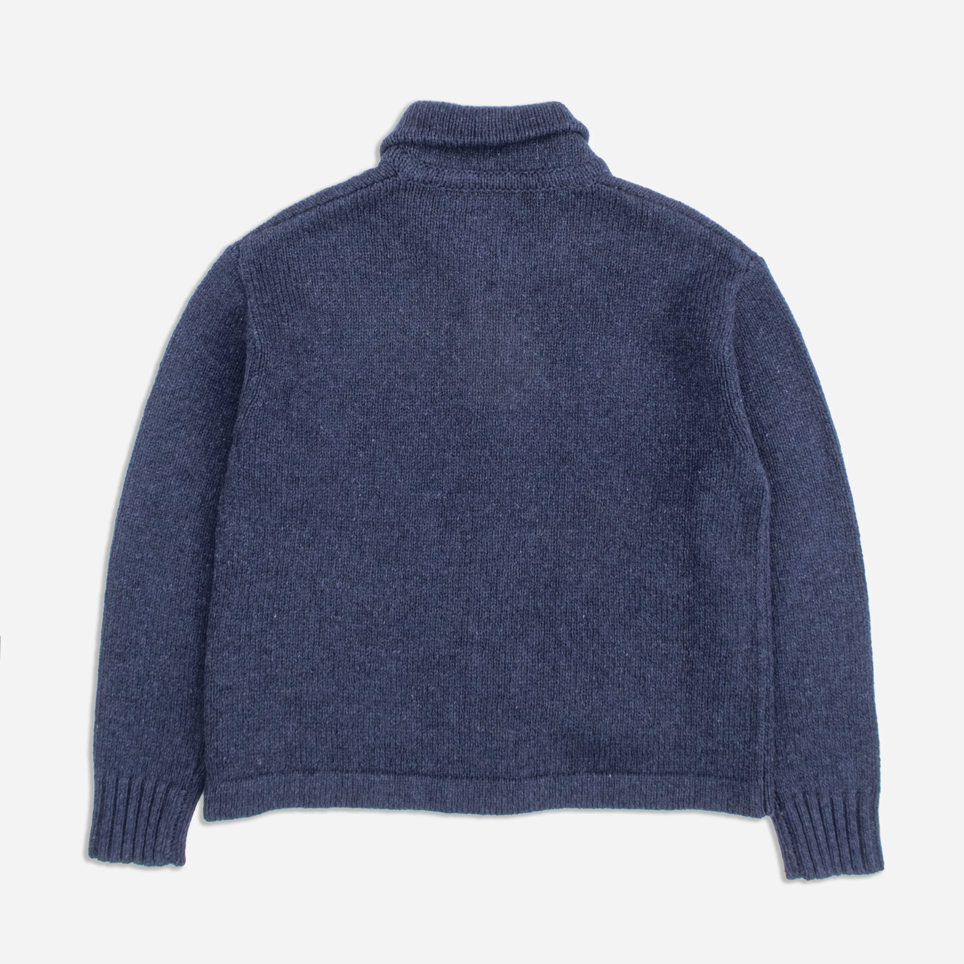 Lambswool Zip Cardigan - Navy - Image 4