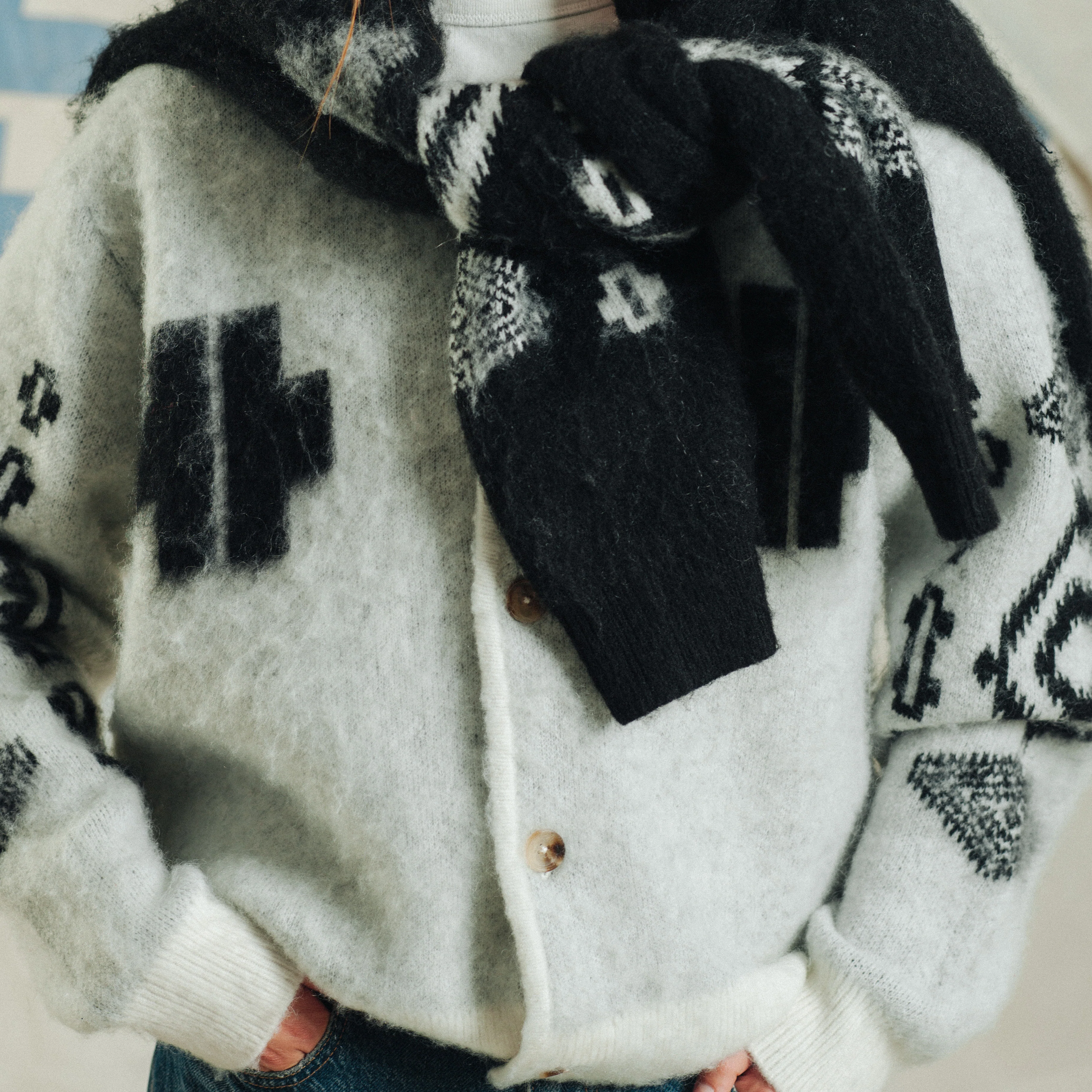 Women's Mohair Cardigan - Los Ojos White - Image 6