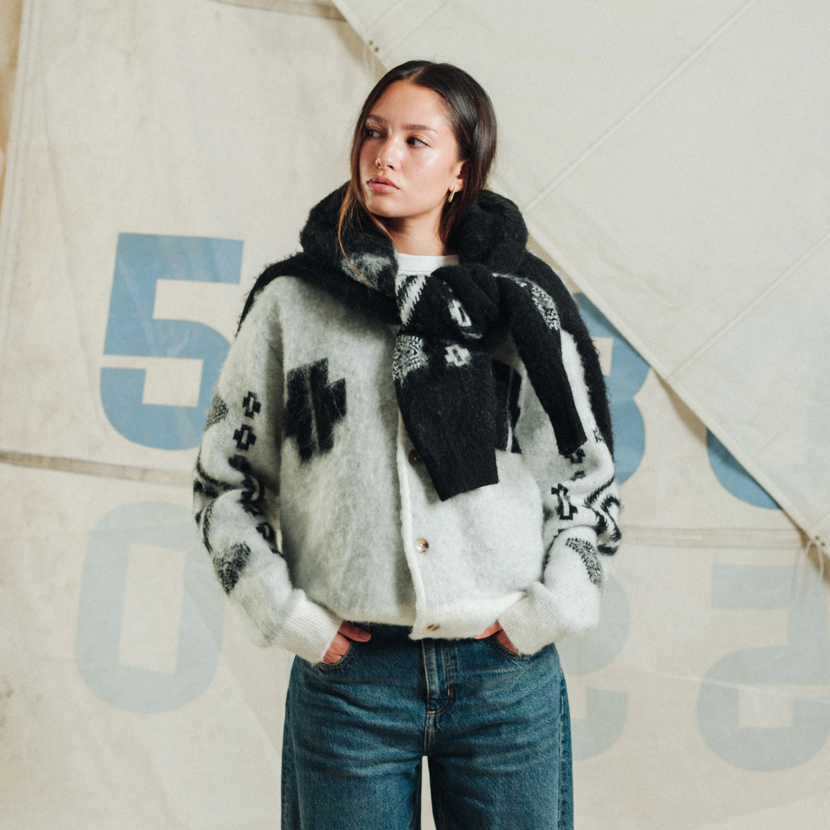 Women's Mohair Cardigan - Los Ojos White - Image 7