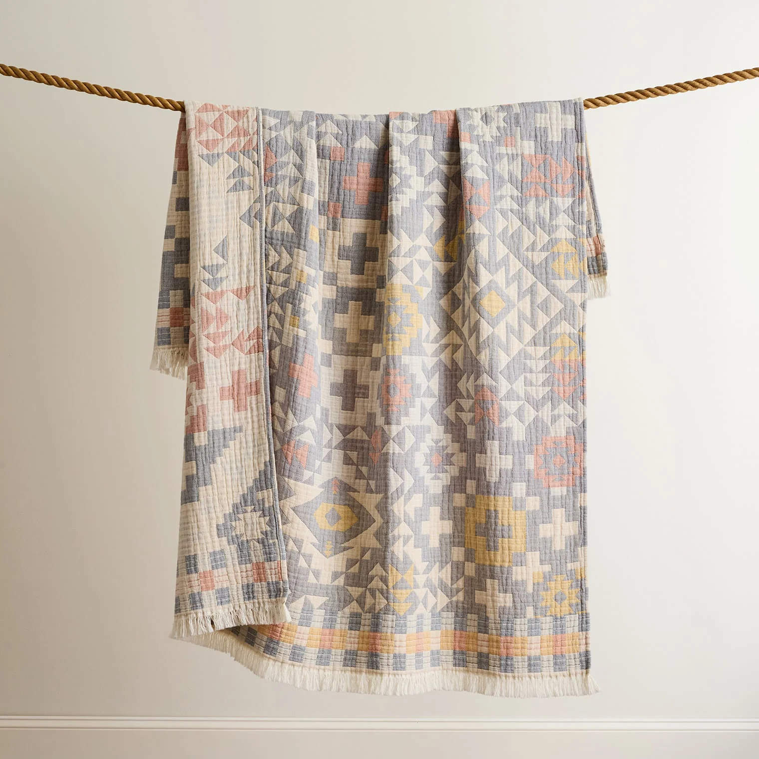 Fringed Cotton Throw - Blue Ridge - Image 3