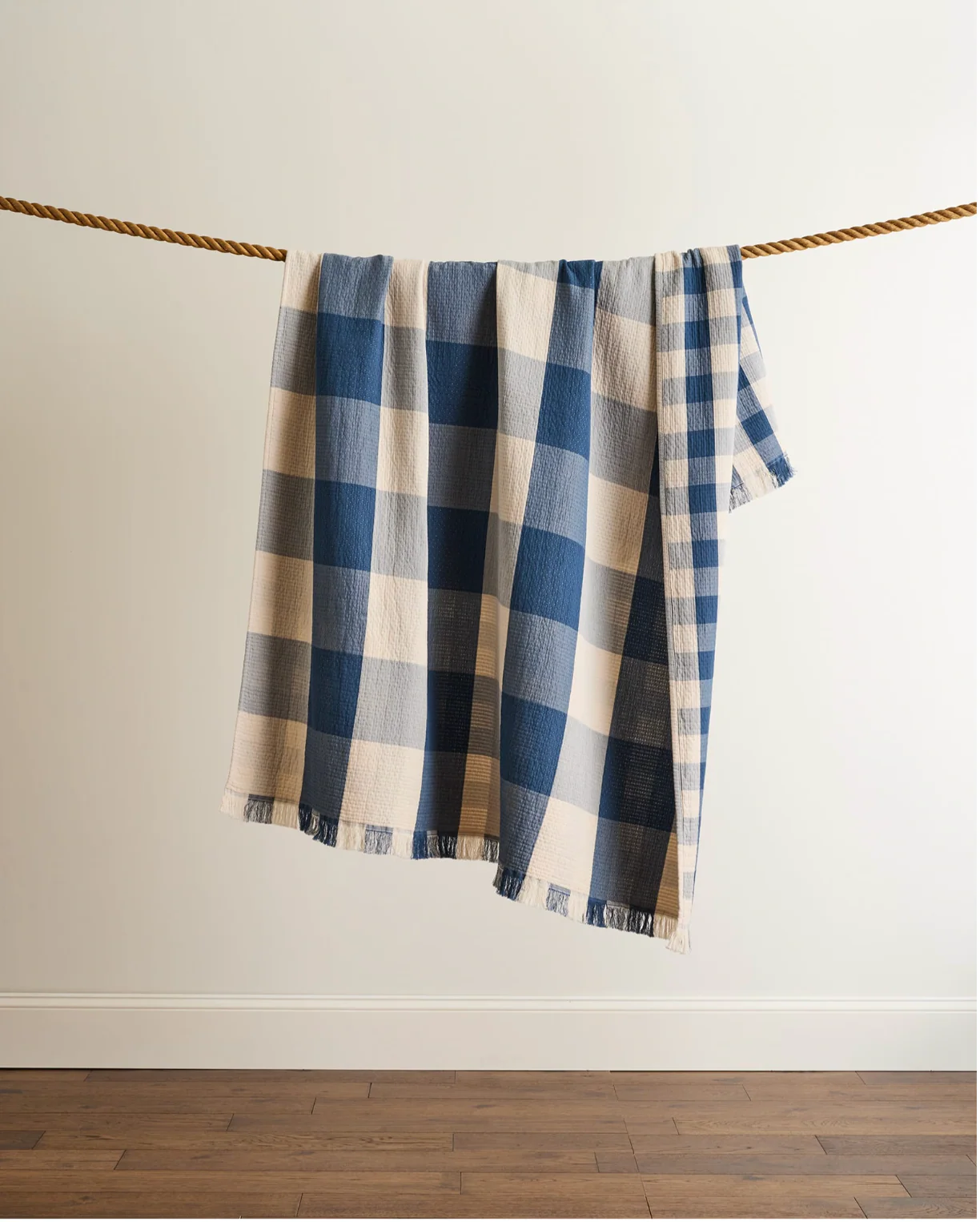 Organic Cotton Plaid Throw - Indigo - Image 3