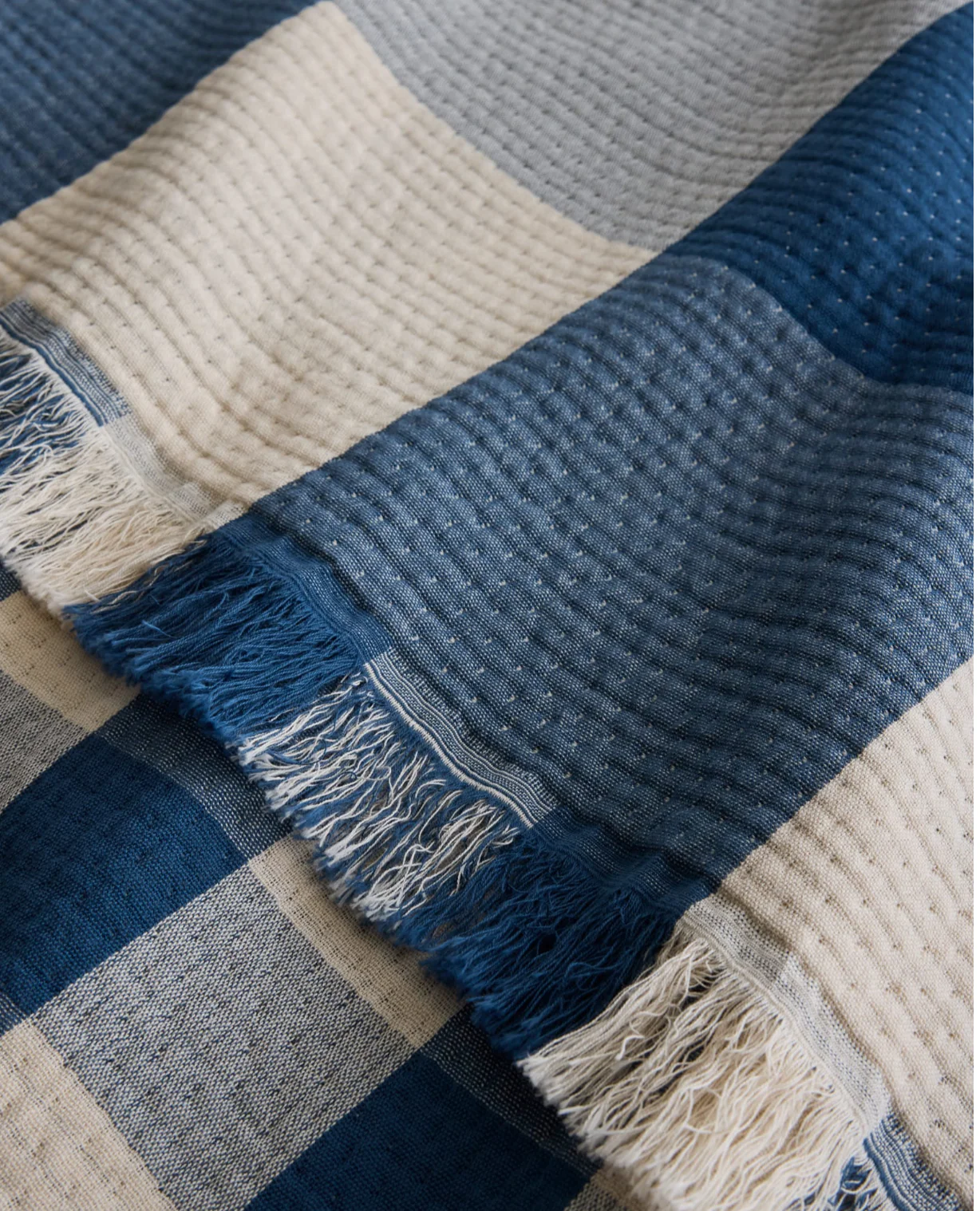 Organic Cotton Plaid Throw - Indigo - Image 4